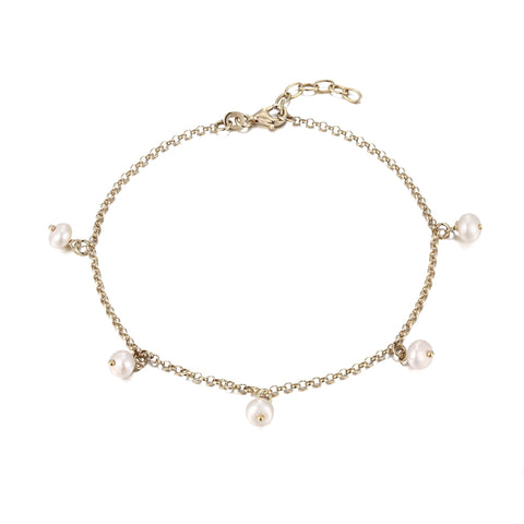 pearl charm anklet - seol gold