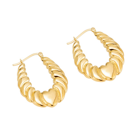 heart croissant hoop earrings - seol gold