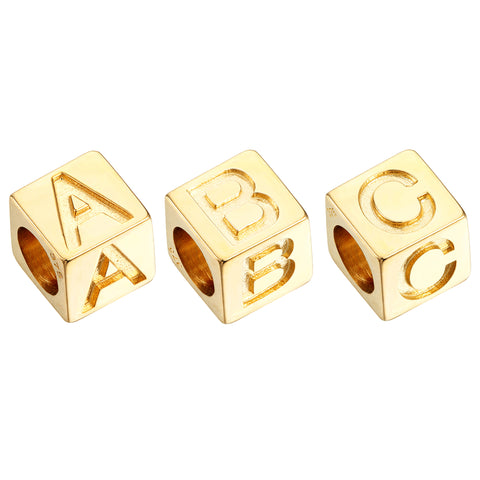 solid gold letter block charms - seol gold