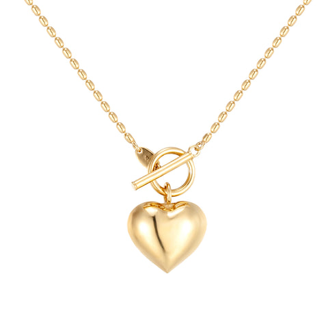 beaded heart t-bar necklace - seol gold