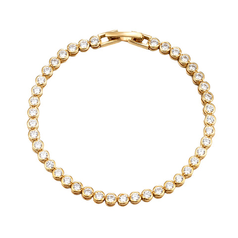 cz bezel link bracelet - seol gold