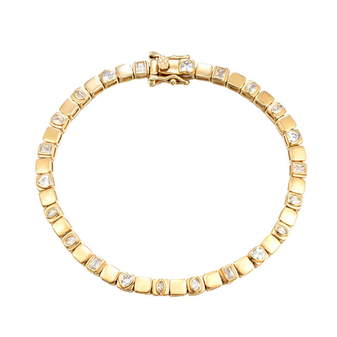 cz link tennis bracelet - seol gold
