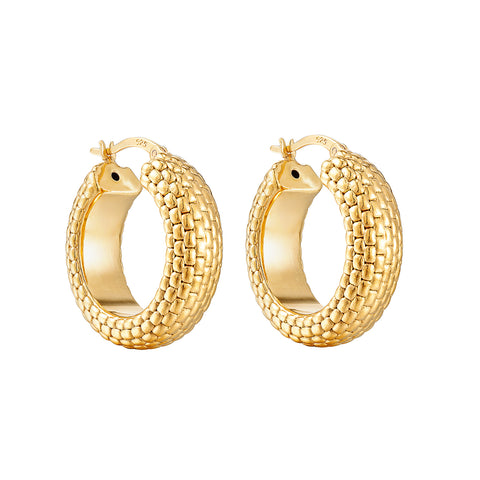 chunky snake chain hoops - seol gold