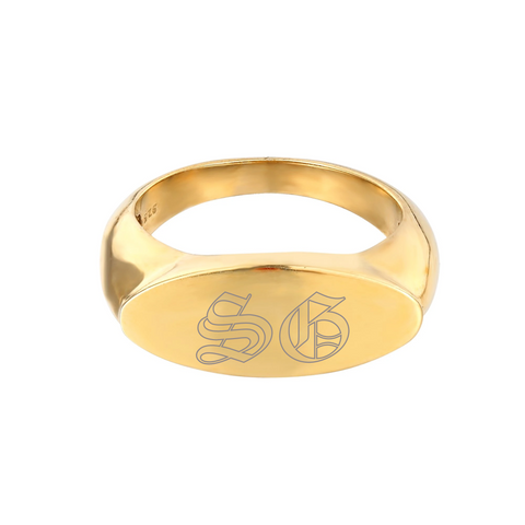 engravable oval signet ring - seol gold