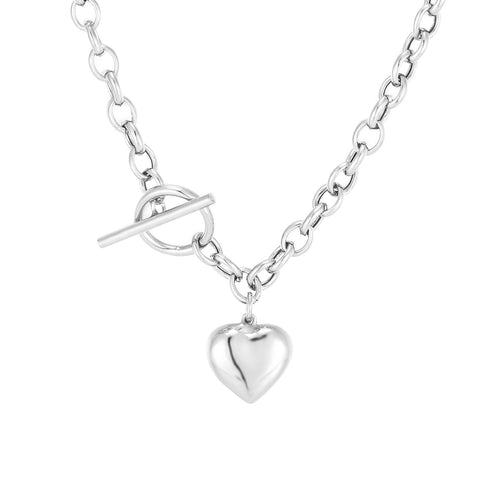 heart t-bar rolo necklace - seol gold