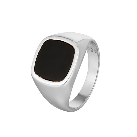 onyx square signet ring - seol gold