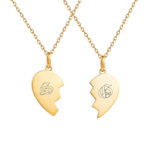 engraved best friend necklace set - seol gold