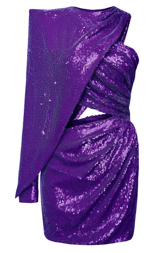 Violet sequin dress with cover-up
