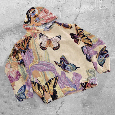 Retro street butterfly print fashion sweater