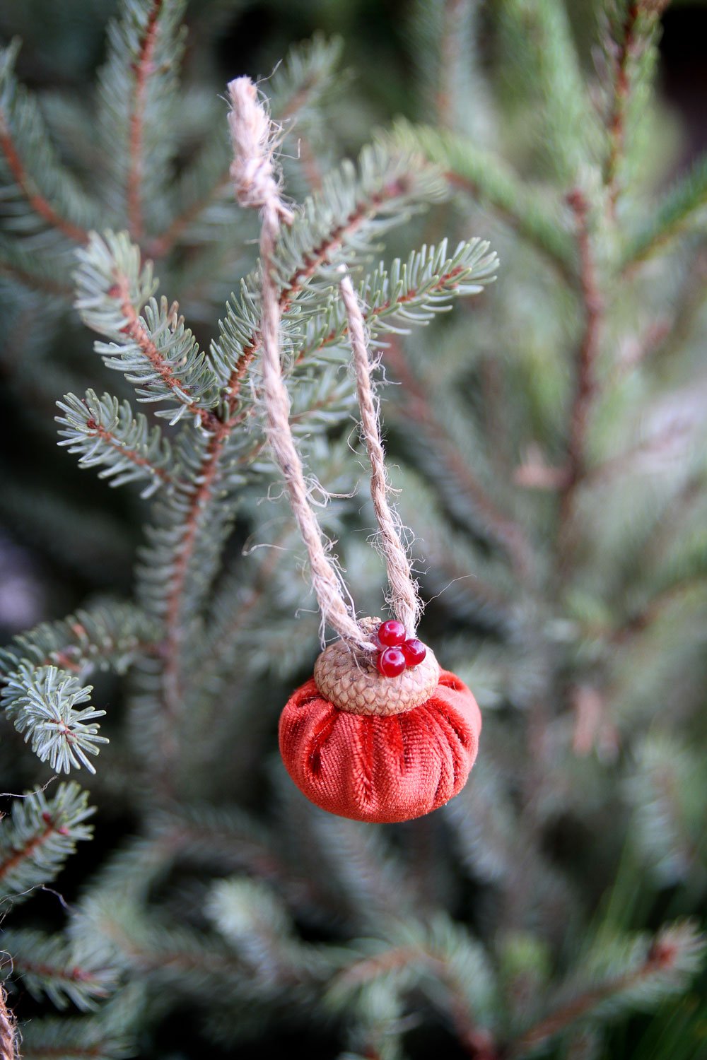 Velvet Acorn Ornament