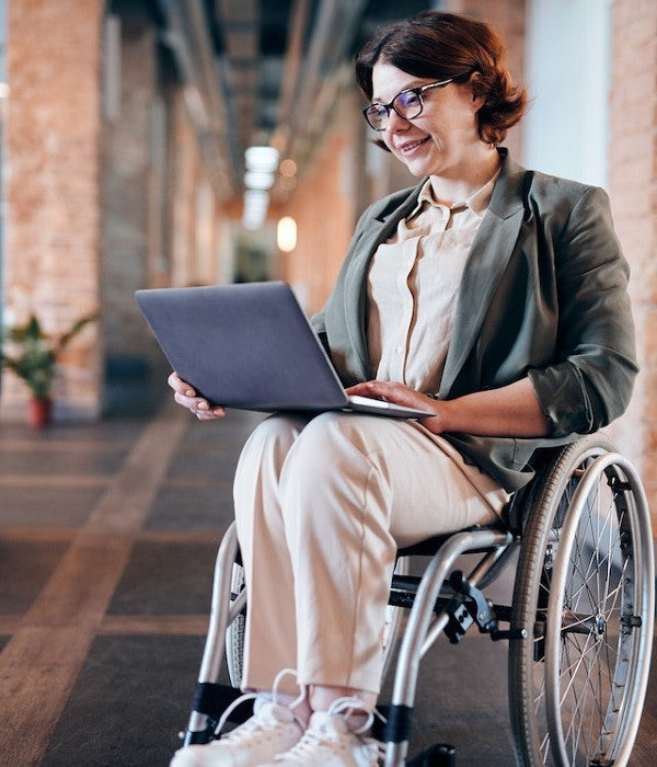 woman seated on a wheelchair