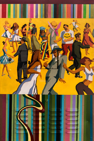 An animation painting of people dancing