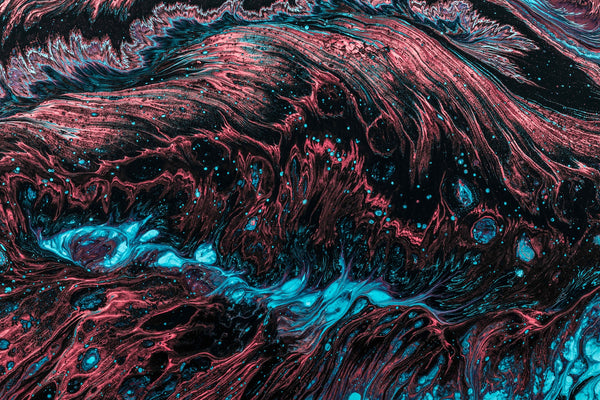 Red and blue fluid painting