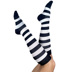 Pink & White Striped Compression Socks - Nurse Socks – Nabee