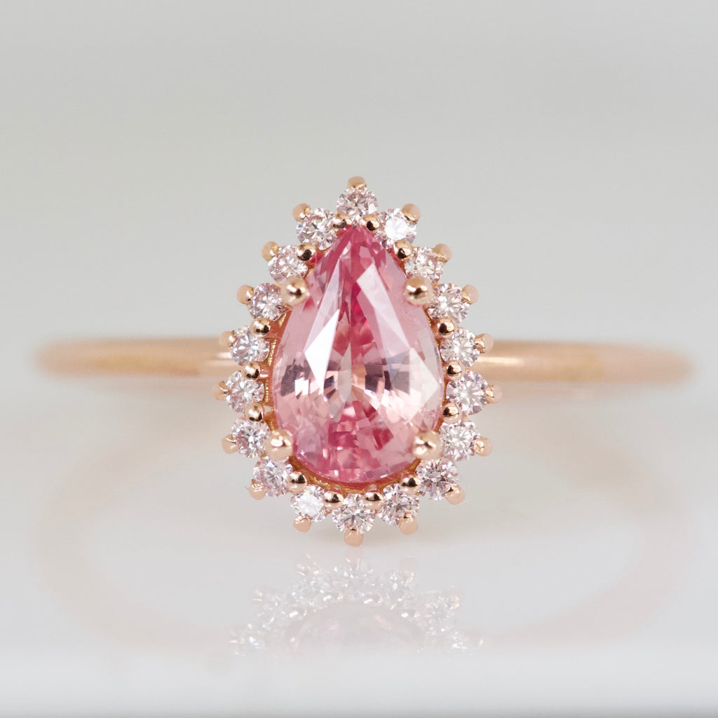 Austin. Pear-Shaped Diamond Halo Engagement Ring 7/8ctw. in 14k White &  Rose Gold