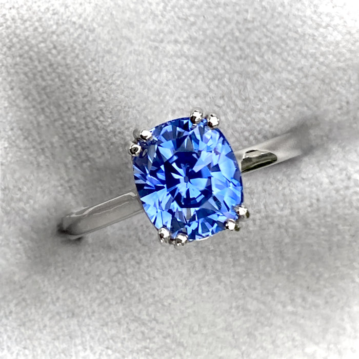 Unique Blue Sapphire Accent Engagement Ring | Barkev's