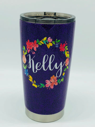 Cute But Psycho Funny Tumbler Design Purple Glitter PNG