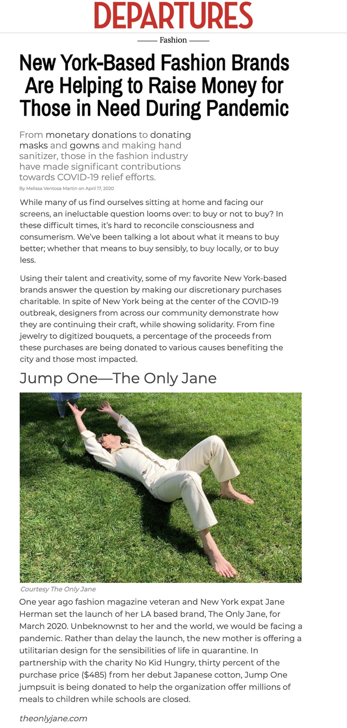 The Only Jane in the Press | Departures