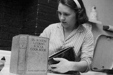 Young Fannie Farmer with one of her cookbooks