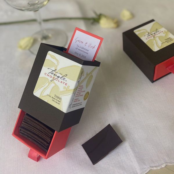 Tangle Chocolate personalized gourmet dark chocolate wedding favor gift