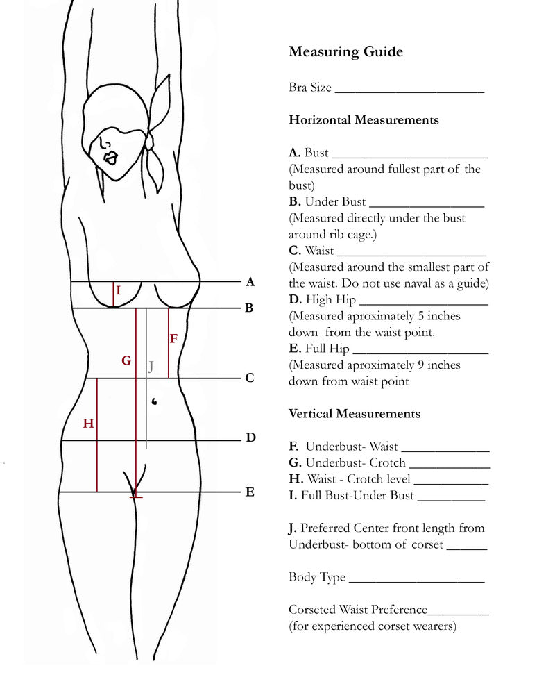 Made to measure / bespoke sizing guide