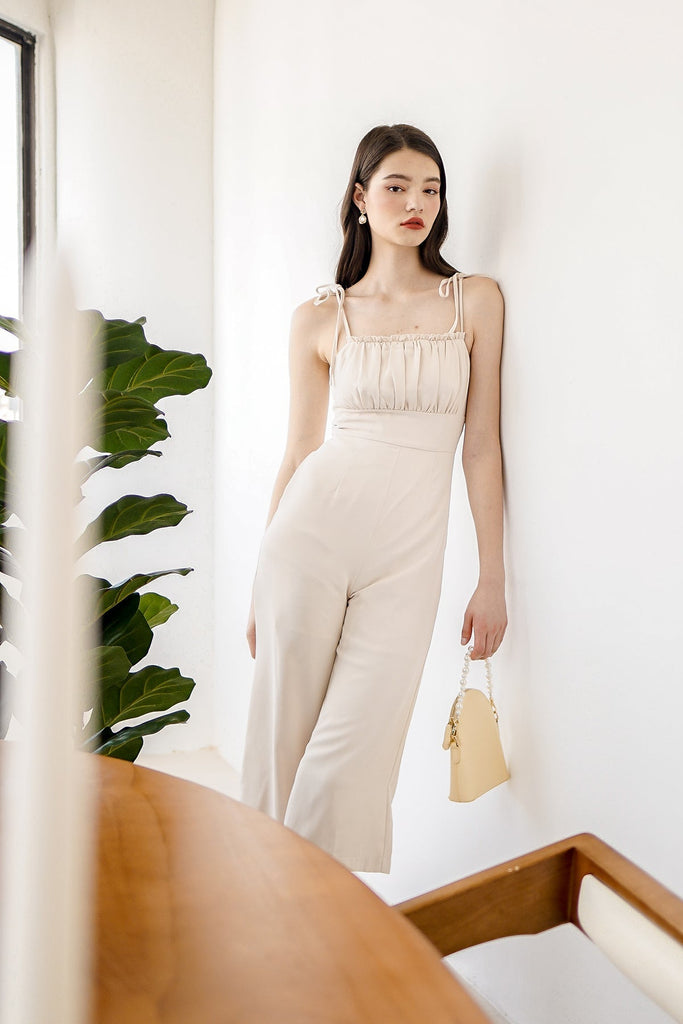 Champagne On The Plane Halter Jumpsuit