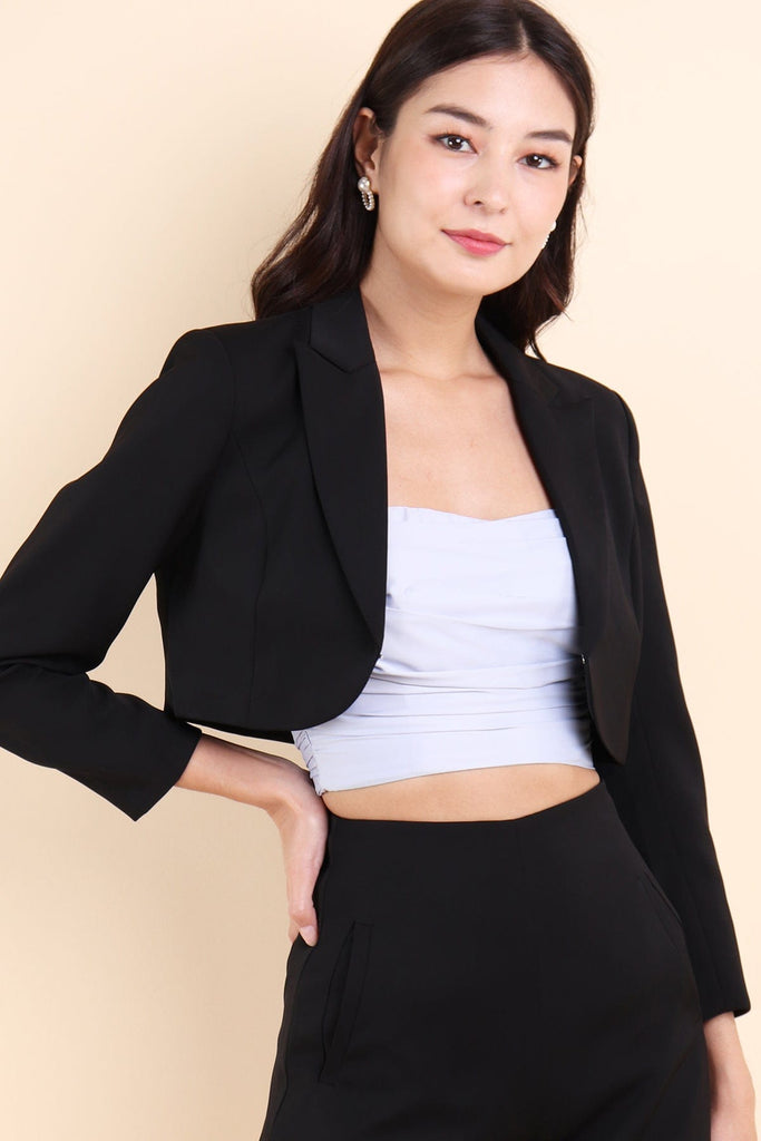 black shorts and blazer set