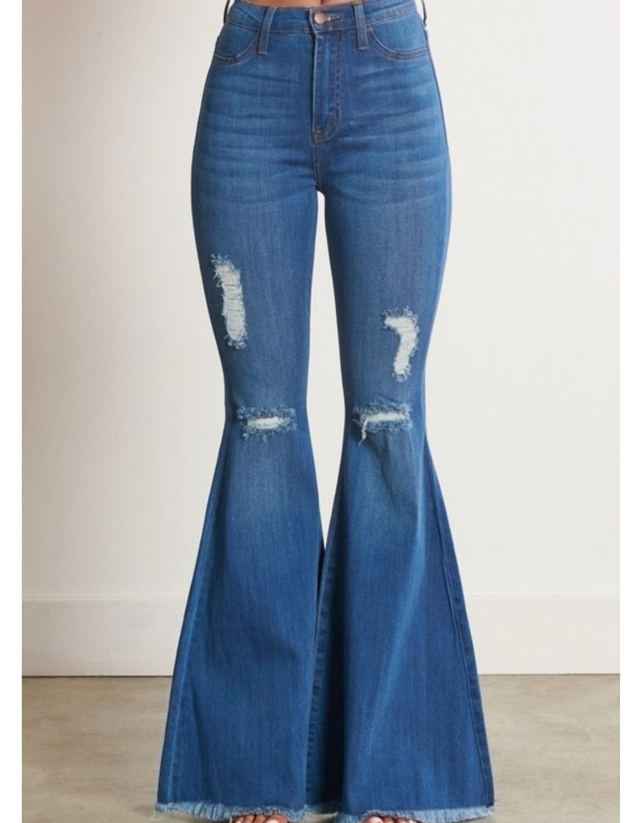 Extreme Flare Distressed Bell Bottoms – Lucy Lu's