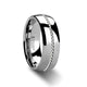 domed tungsten men's ring with a braided platinum inlay