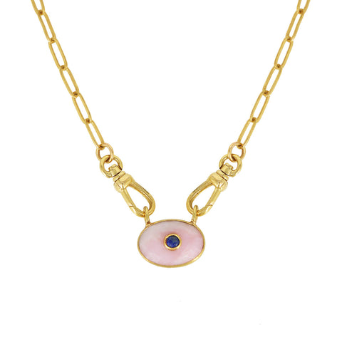 Collier Deva chaine maillon nilai pierre calcédoine rose