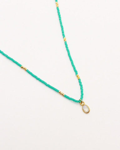 collier little india nilai perles miyuki turquoise petite pierre de lune