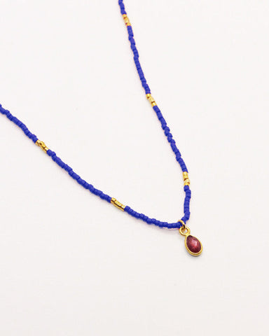 collier little india nilai pierre miyuki bleu grenat nilai