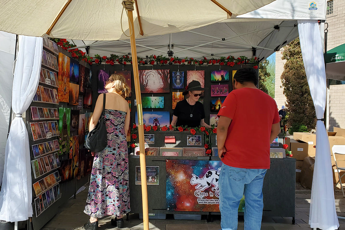 Chaos in Color Booth at the Mesa Arts Center Dia de los Muertos Festival, October 2023