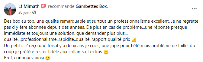 Gambette box avis client