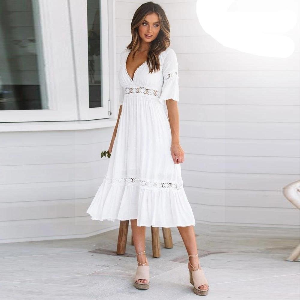 Robe Longue Blanche Hippie Chic : Robe longue blanche boheme