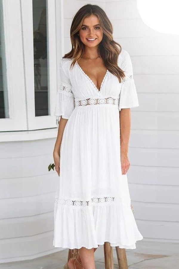 Robe Longue Blanche Hippie Chic : Robe longue blanche boheme