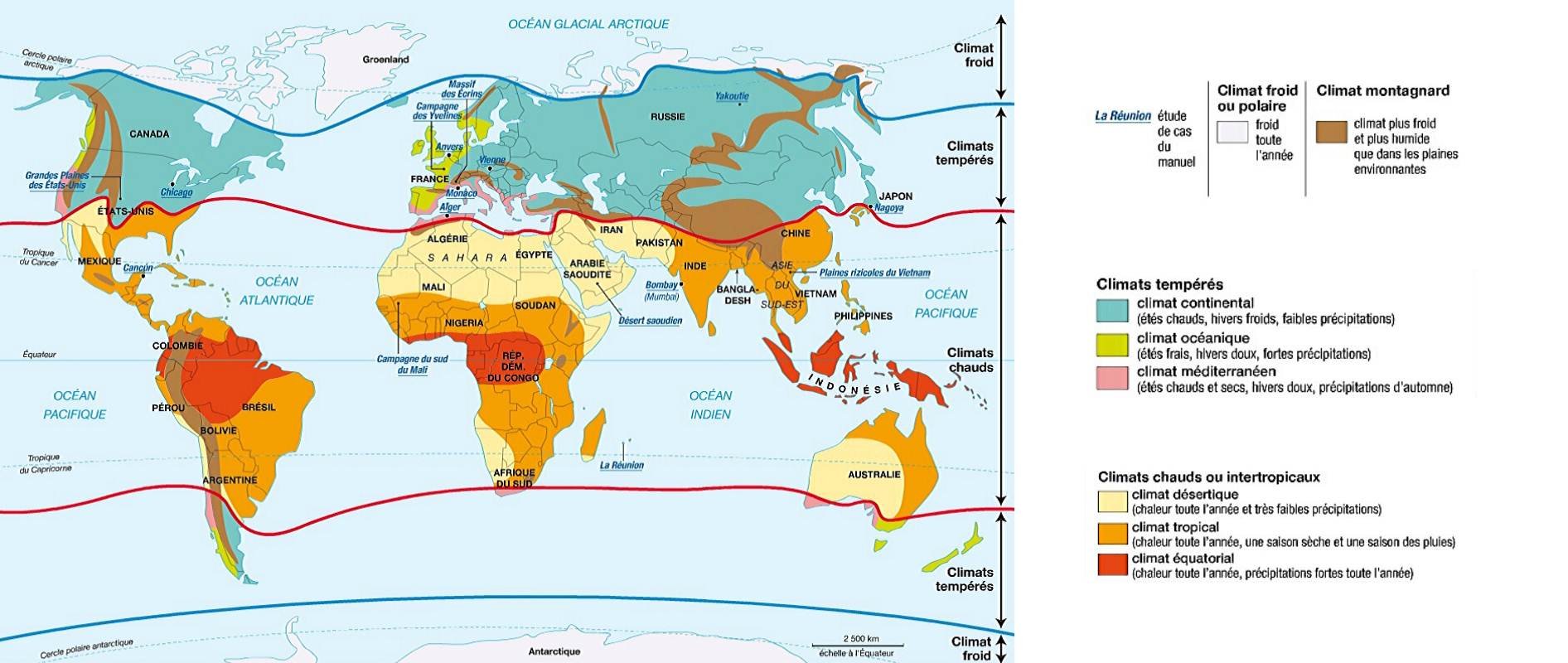 carte du monde et ses climats