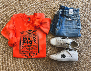Hocus Potion Apothecary | Orange Bleached Crewneck Sweatshirt