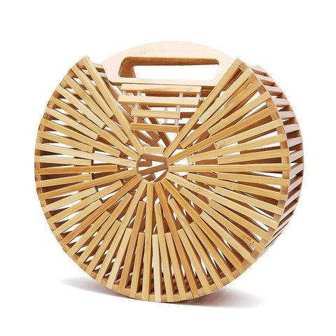 round bamboo handbag