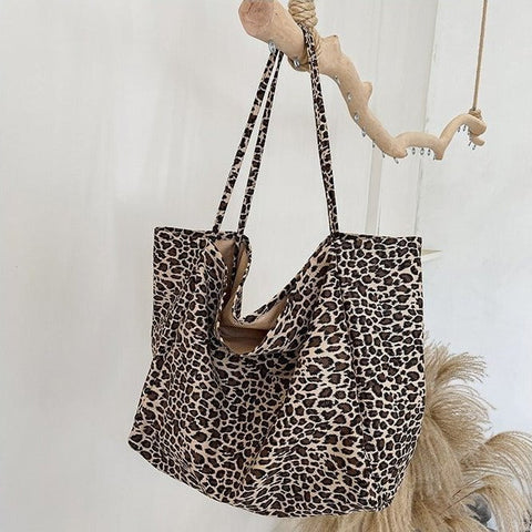 leopard canvas tote bag