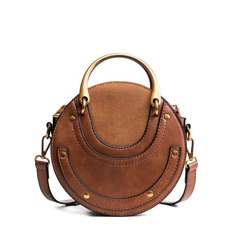 vintage style round leather bag