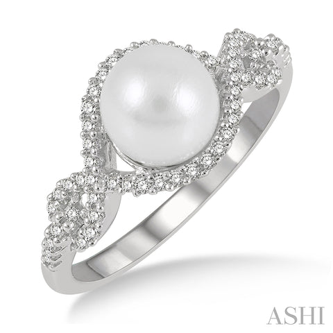 Infinity Pearl and Round Cut Diamond Ring