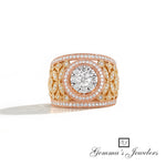 18k Couture Round Diamond Tri-Color Ring