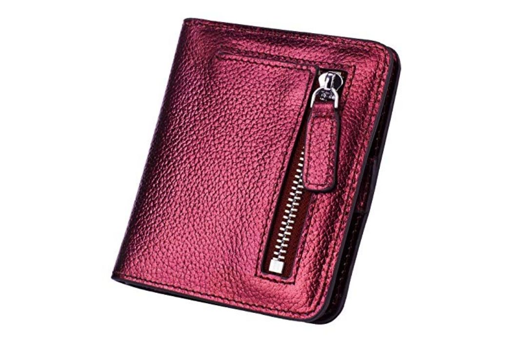 Petit portefeuille en cuir pour femmes, Porte-cartes de crédit pour femmes Blocage RFID du mini-portefeuille à bandoulière pour femmes