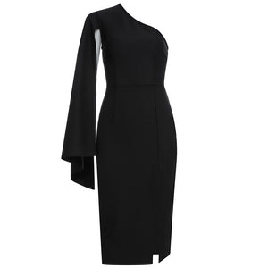 cape sleeve black dress