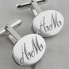 engraved silver cufflinks