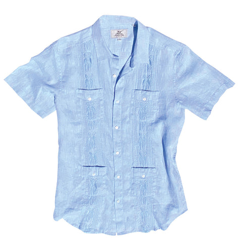 Blue Guayabera on white background