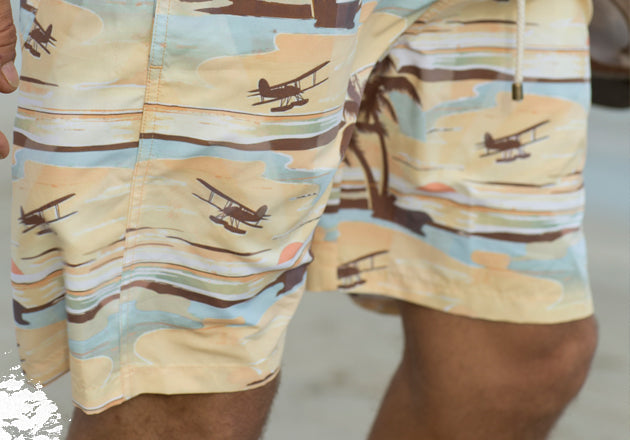 Close up of our sandbar swim trunks.