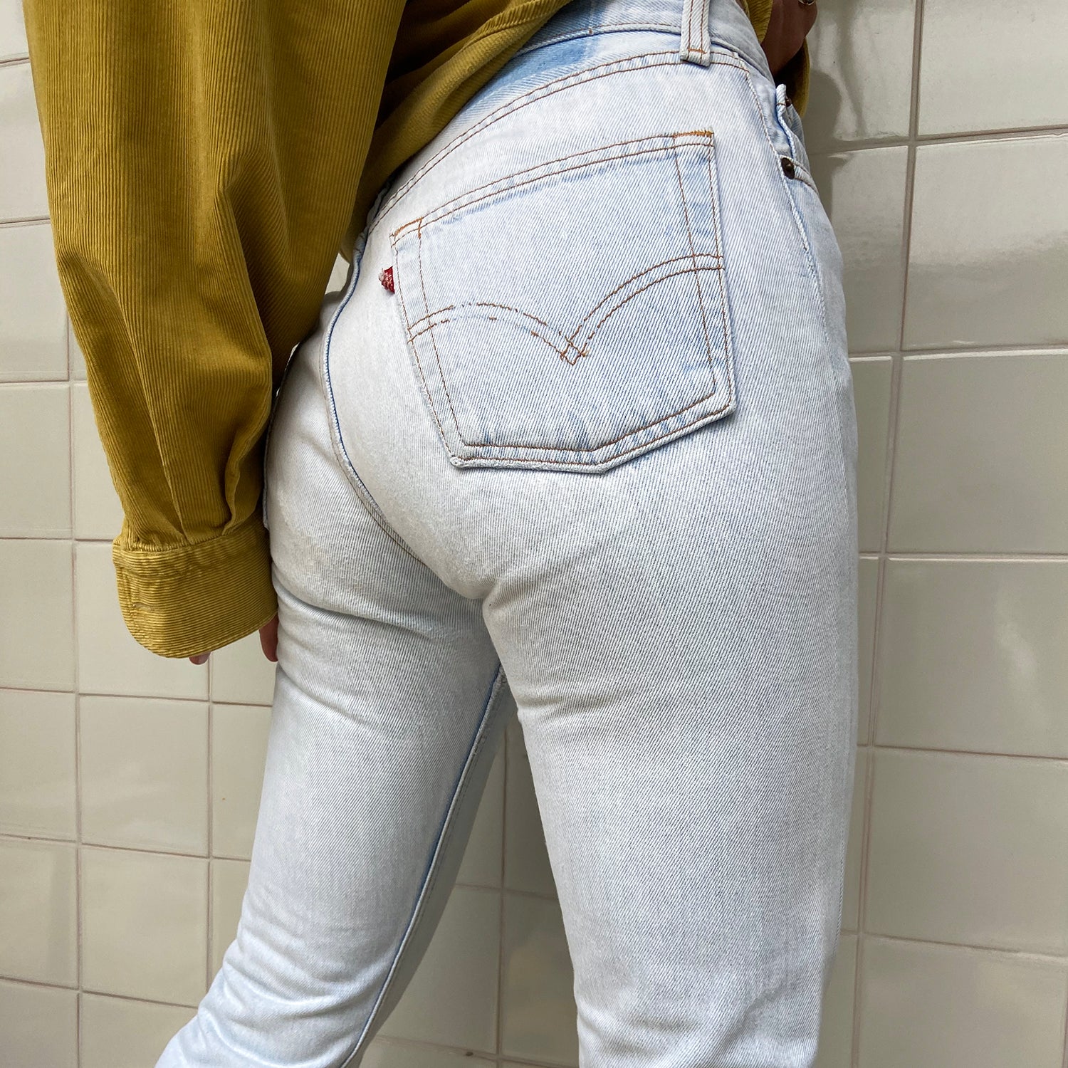 Reconstructed Vintage Levi 501 Light wash straight leg jeans – studio  d'autonome