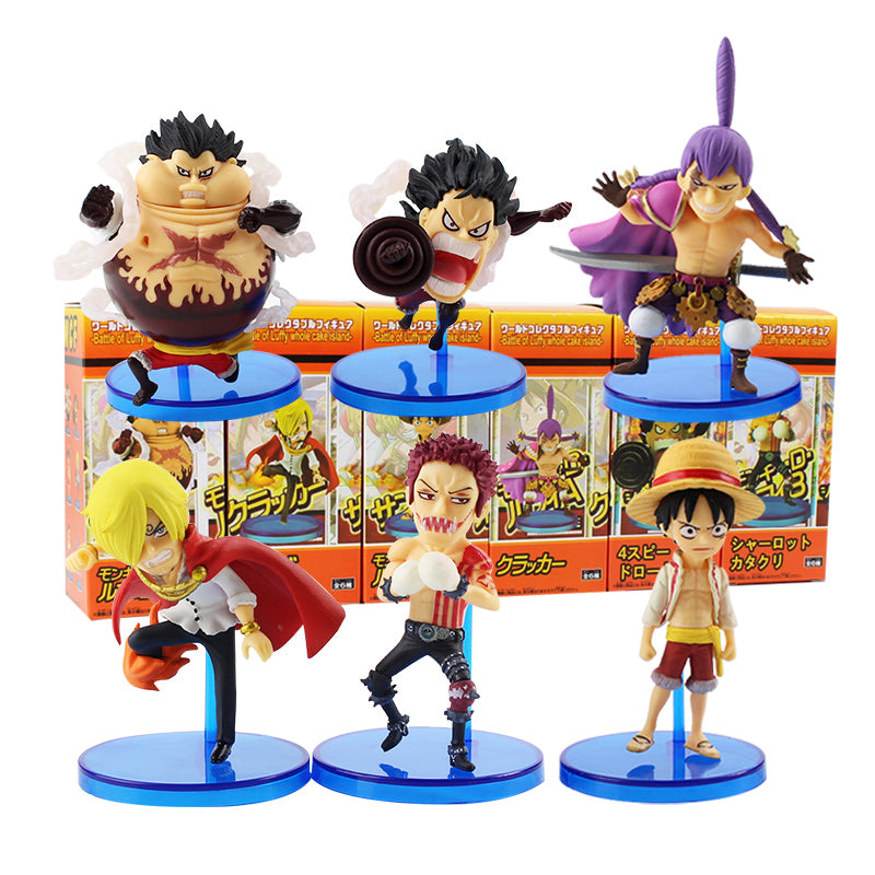6pcs Lot One Piece Action Figure Luffy Sanji Katakuri Cracker Charlott Supply Epic